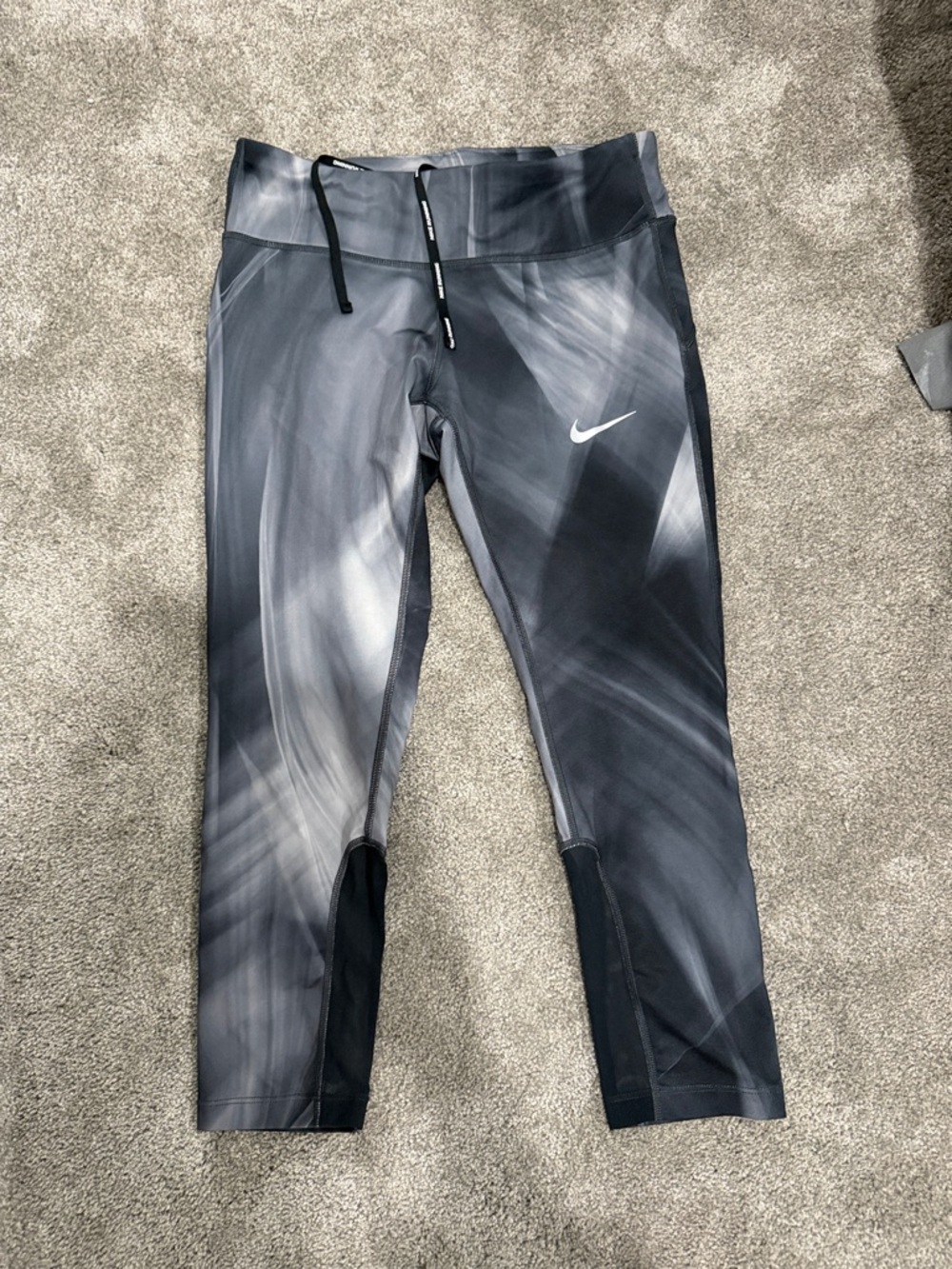 Nike Black and Grey Swirl Capri Leggings